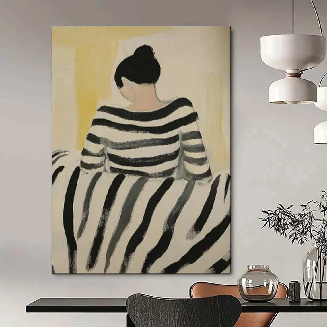 Yellow Original Figure Eclectic Giant Abstract Wall Art KNSX6